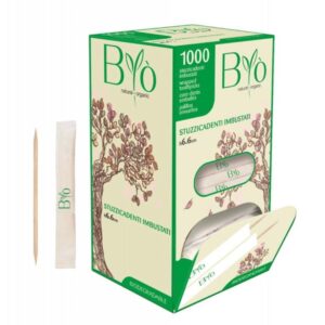BYO Stuzzicadenti in betulla imbustati 6.6 cm con box - 1000 PZ