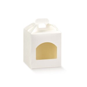 SETA BIANCO 9x9x10 cm Scatola BOMBONIERA con finestra