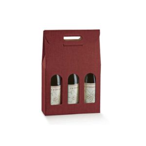 Scatola PORTABOTTIGLIE effetto SETA BORDEAUX 30x10x38.5cm per CHAMPAGNE PROSECCO