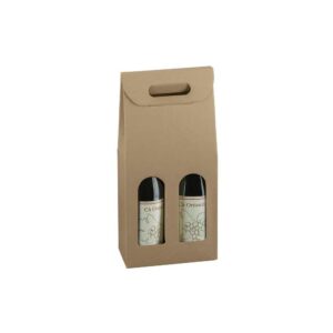 Scatola per bottiglie di vino 18x9x38.5 cm PORTABOTTIGLIE VINO da 2 posti con Finestre colore Avana