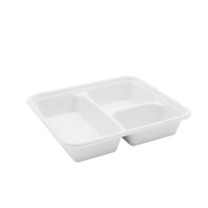 25 Piatti Vassoi 3 scomparti in BAGASSA 22x19 cm - compostabile