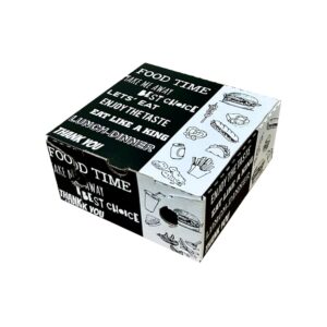 100 scatole alimentari portafritti Porta FRITTI 15x15x7.5cm Bianca con stampa Nera e Scritte