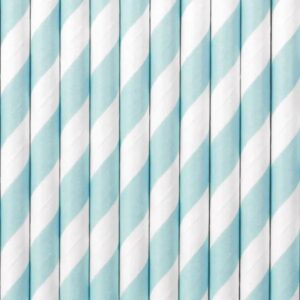 10 PEZZI Cannucce Cannuccia carta colore AZZURRO e BIANCO 19.5 cm