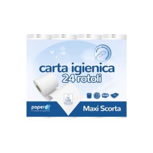Paperdi Confezione da 24 Rotoli di Carta igienica 2 veli pura cellulosa