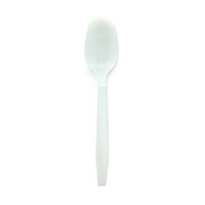 25 CUCCHIAI Colore BIANCO in plastica RIUTILIZZABILI - eco friendly
